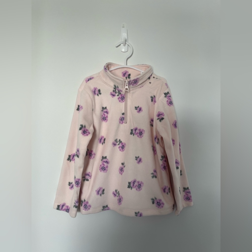 Floral Pink Kids Fleece Pullover 4T